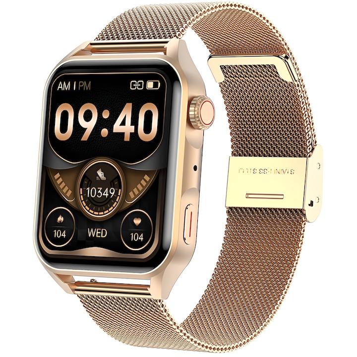 Ceas smartwatch GlacierX Breeze, Notificari/Sms/Social Media, monitorizare activitati fizice, somn, ritm cardiac, pedometru, player muzica, rezistent la apa, negru