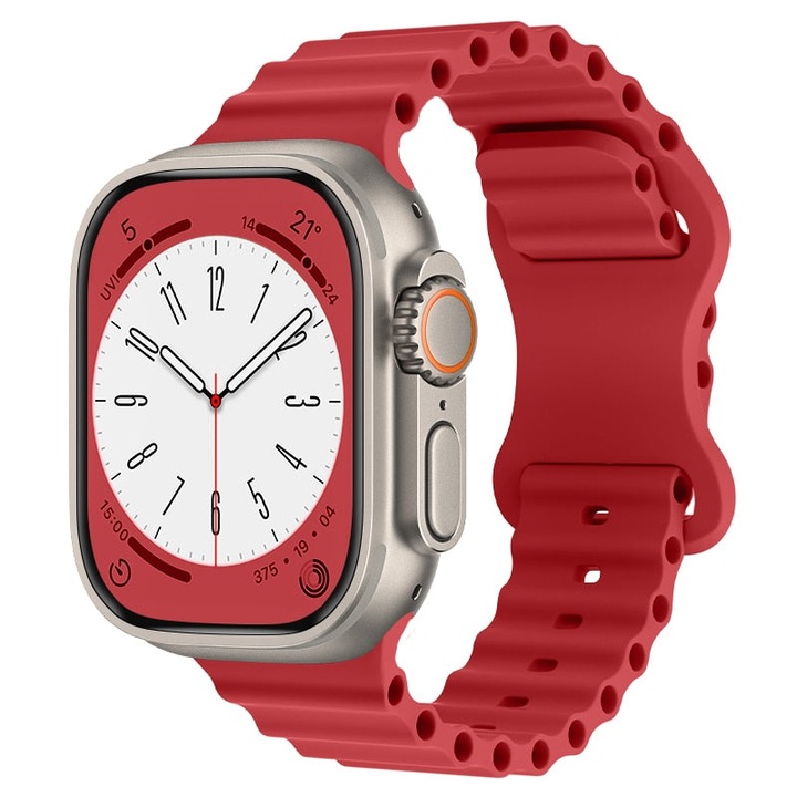 Смарт часовник ULTRAWatch Max IdealStore, 2,02 HD инчов сензорен екран, NFC, функция за приемане на повикване, високоговорител и вграден микрофон, IP 68 водоустойчивост, кръвно налягане, кодово заключване, червен