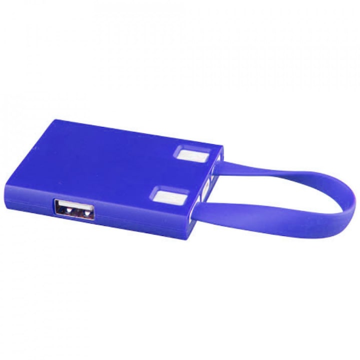 Hub USB 2.0 pentru tableta, 3 porturi USB, cablu cu mufa combo si adaptor Tip C, Albastru