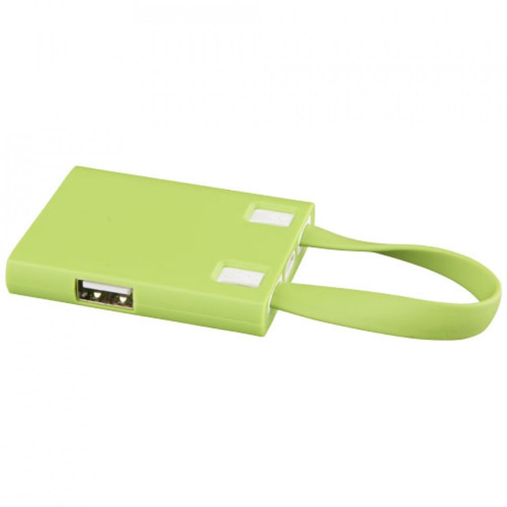 Hub USB 2.0 pentru tableta, 3 porturi USB, cablu cu mufa combo si adaptor Tip C, Verde