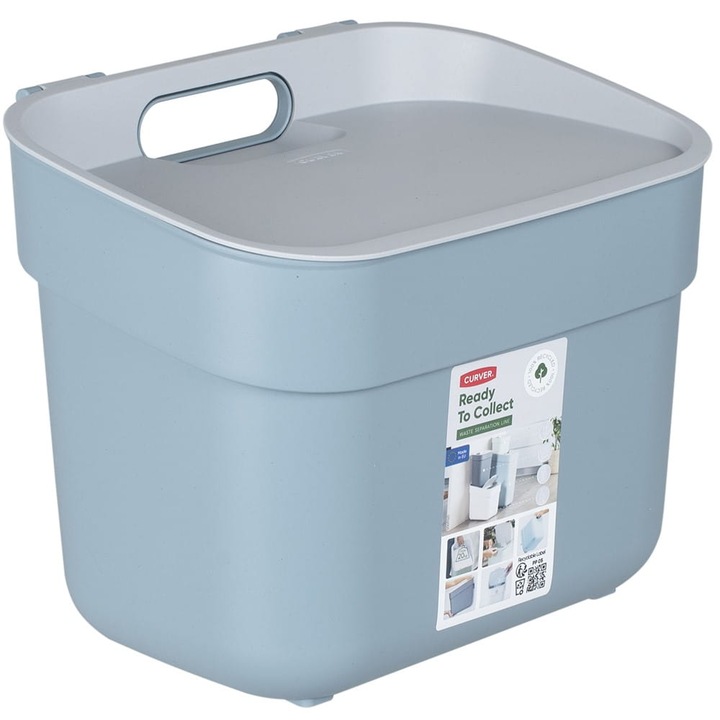 Cos de gunoi, Keter, Plastic, 5 l, Gri/Albastru