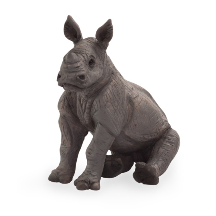 Figurina Animal Planet, Mojo, Pui de rinocer, Plastic, Gri
