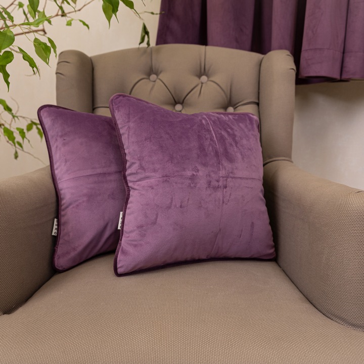 Комплект декоративни възглавници Hiko, лилав, кадифе 2x50x50 см, 2 бр