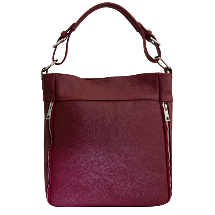 Női bőrtáska Eva Bags, Tara sötétpiros, 32x30x14 cm