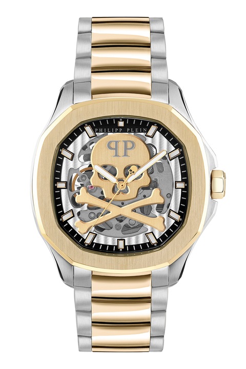 Philipp Plein, Автоматичен часовник с три стрелки, Сребрист, Златист