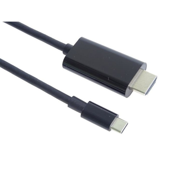 USB C kábel dugasz - HDMI dugó, 2 m, fekete
