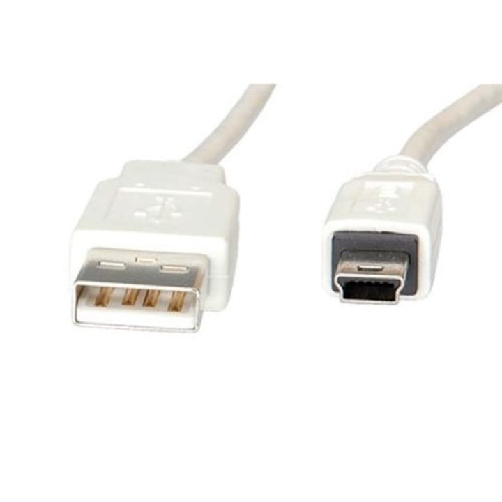 Kábel USB A dugó - miniUSB B dugó, 0,8 m, fehér