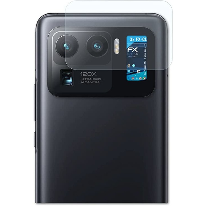 Комплект Протектор, Duragon, за камера, за Xiaomi Mi 11 Ultra, Силикон, Удароустойчив, Прозрачен, 2 бройки