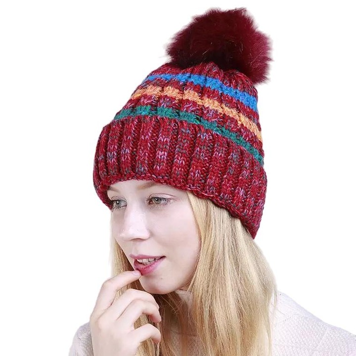 Caciula retro dama, IZMAEL, Lana/Acril, Rosu