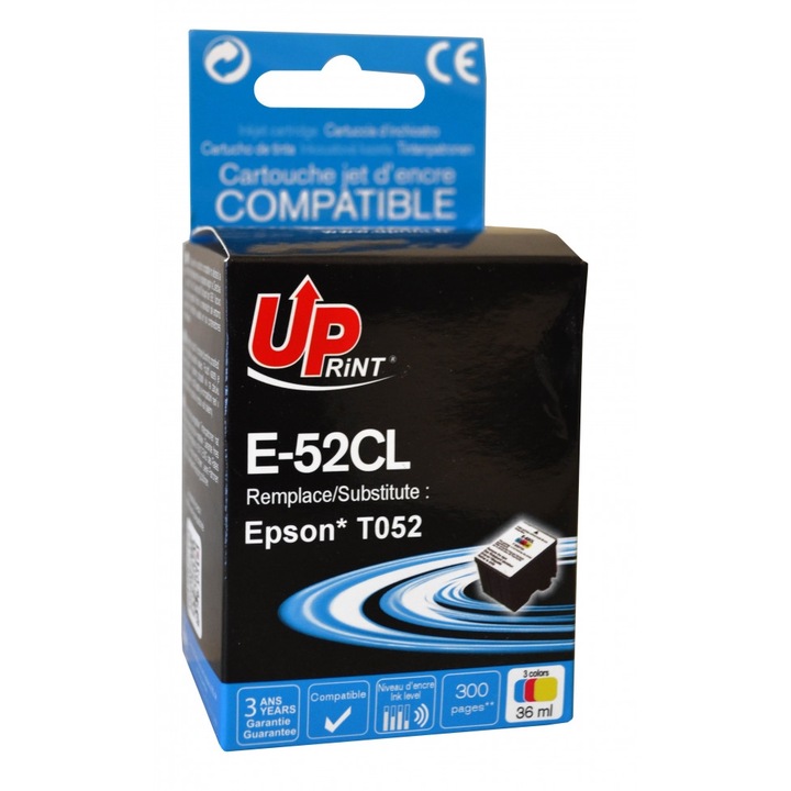 Uprint tintapatron color EJ52UP, 36ml, kompatibilis T052, Epson 1160/1520/740/760/800/850/860/2000/2500