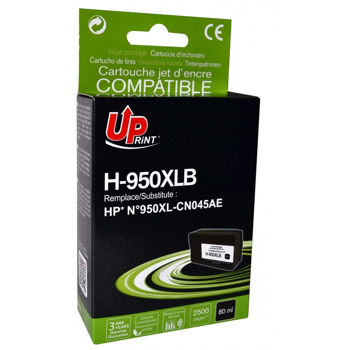 Uprint tintapatron fekete HJ950XLBUP, 80ml, kompatibilis CN045AE, HP OfficeJet Pro 8100/8600/8620/8640/8660