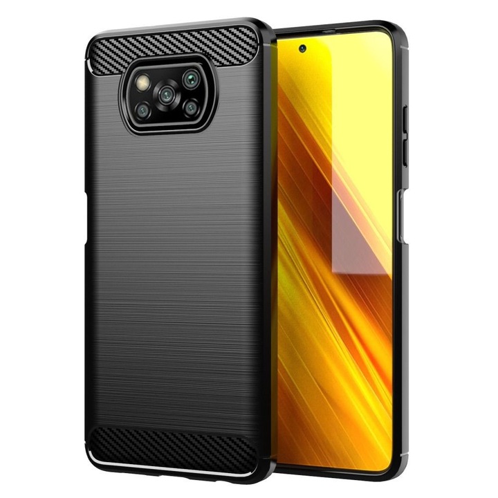 Xiaomi Poco X3 / X3 NFC / X3 Pro kompatibilis szilikon hátlaptok, karbon mintás, fekete, Carbon case