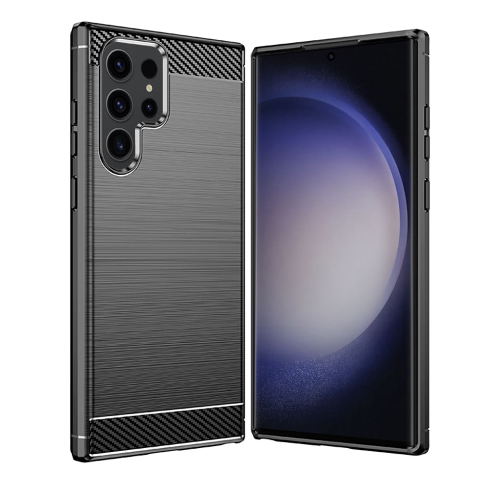 Husa protectie Mat-Tech compatibila cu Samsung Galaxy S24 Ultra Textura Carbon, Finisaj Mat, Anti-Shock, Anti-Fingerprint, Rezistenta la impact, Negru