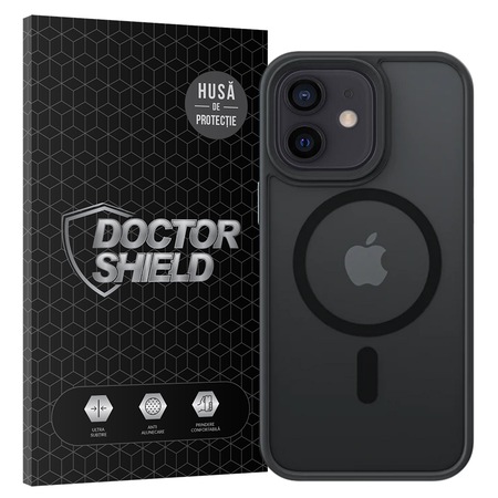 Husa de Protectie, Compatibila Apple iPhone 12, Doctor Shield Fantom, MagSafe - Negru