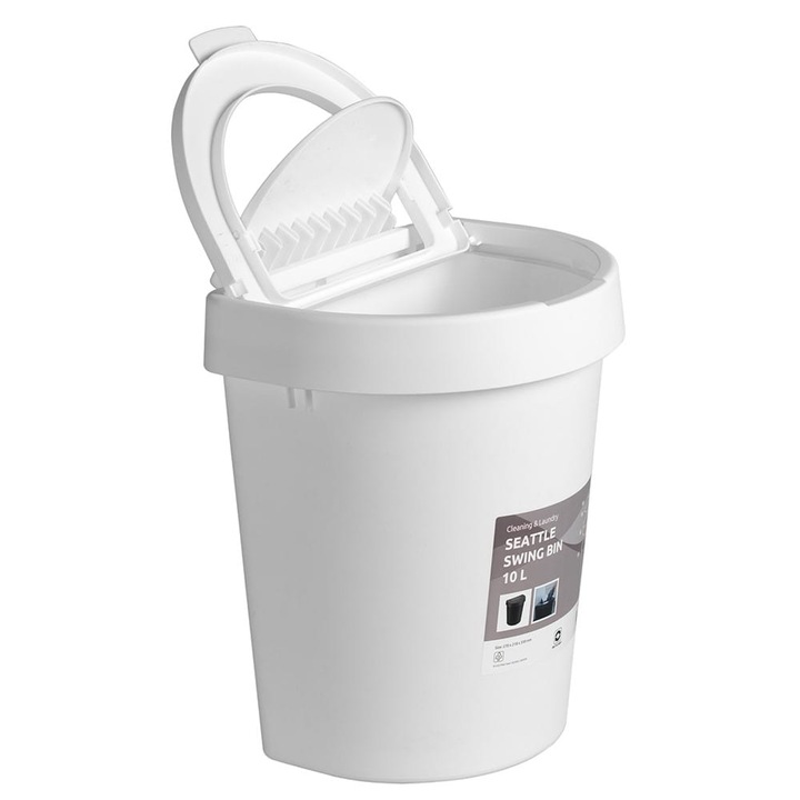 Кошче за боклук Plast Team, 10 L, Бяло