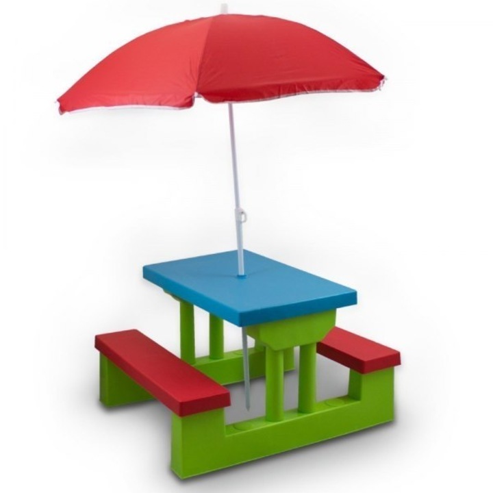 Masa pentru copii, Bituxx, Cu umbrela, Plastic, Multicolor
