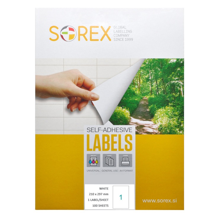 Etichete autoadezive Sorex 1/A4, 210 x 297mm