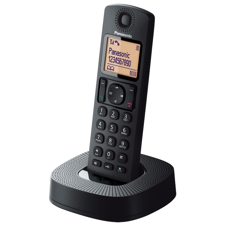 Panasonic KX-TGC310PDB vezeték nélküli telefon, 1.6" LCD, Ébresztő, Fekete