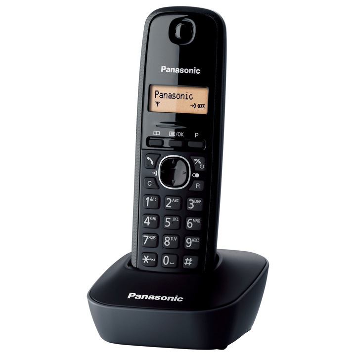 Panasonic KX-TG1611HGH vezeték nélküli telefon, LCD, Fekete