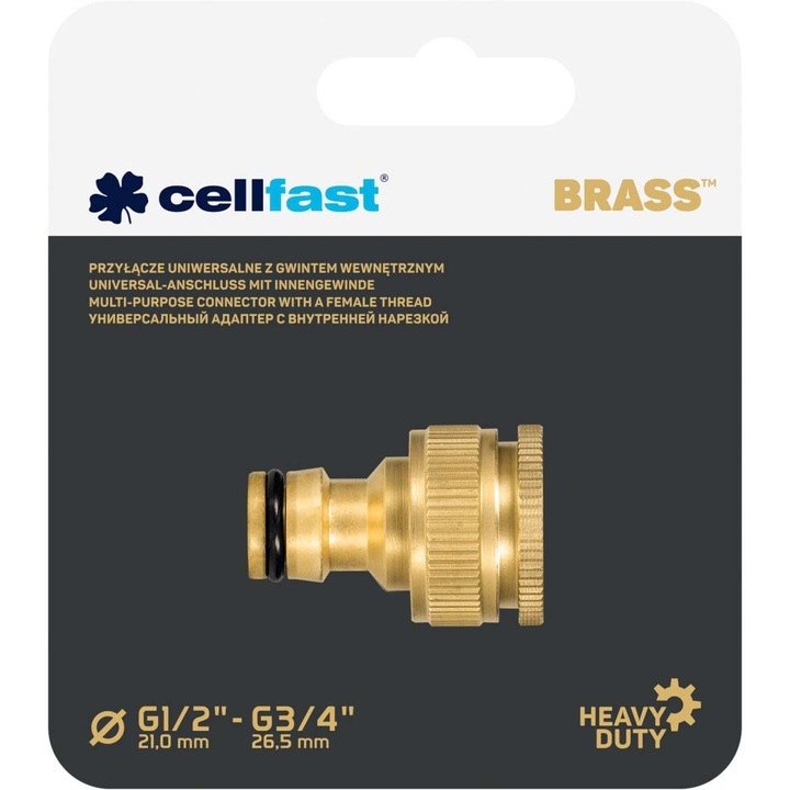 Racord cu filet, Cellfast, Alama, Aramiu