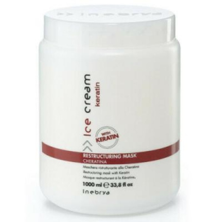 Masca de par Ice Cream, Inebrya, Cu keratina, Regenerare, 1000 ml