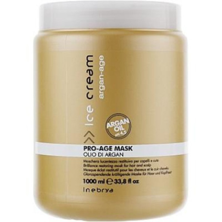 Маска за коса Ice Cream Pro-Age, Inebrya, Арганово масло, За увредена коса, 1000 ml