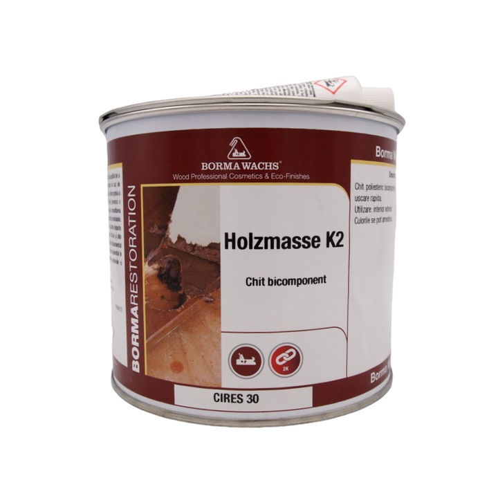 Chit bicomponent pe baza de solvent pentru lemn, Borma Wachs, 750 grame, culoare cires