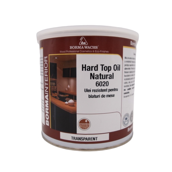 Ulei pentru blaturi de bucatarie, Borma Wachs, Hard Top Oil Natural 6020, mat, 750 ml