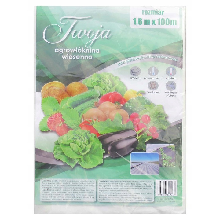 Folie agrotextila netesuta impotriva buruienilor, Agrimpex, Plastic, 1.6x10m, Alb