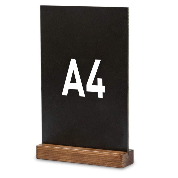 Suport Meniu cu Baza din Lemn si Panou de Scris cu Creta A4 Pro