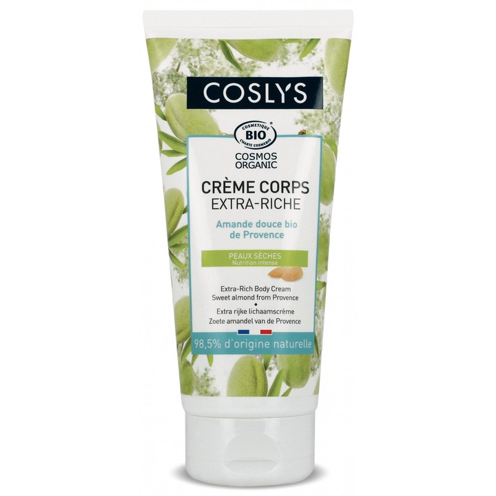 Crema de corp BIO hranitoare cu migdale dulci Coslys, 200 ml