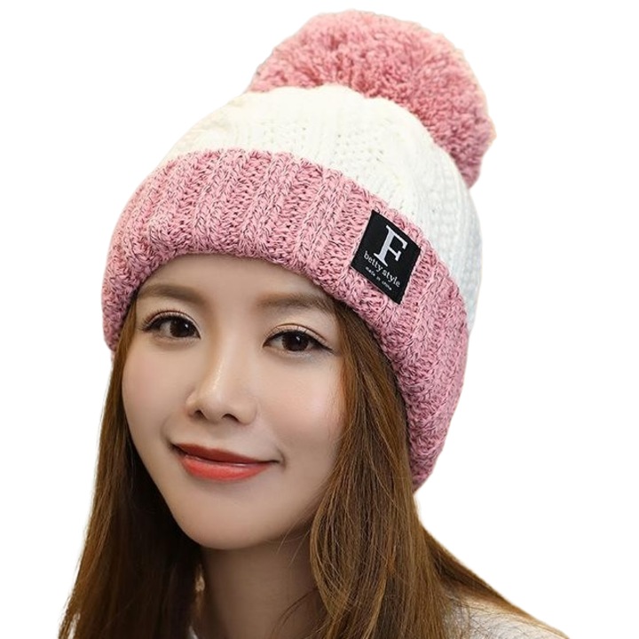 Caciula dama, Izamel, Acril, Roz/Alb