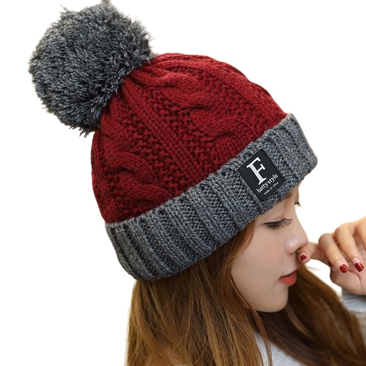 Caciula dama, Izamel, Acril, Rosu/Gri