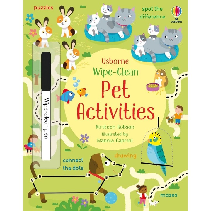 Carte educativa de activitatii - Wipe-Clean Pet Activities, Usborne, 3 ani+