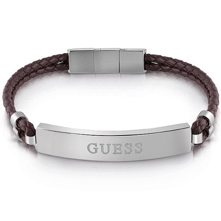 Bratara Guess Men In Guess piele JUMB01346JWSTBWT-U, Argintiu, Maro