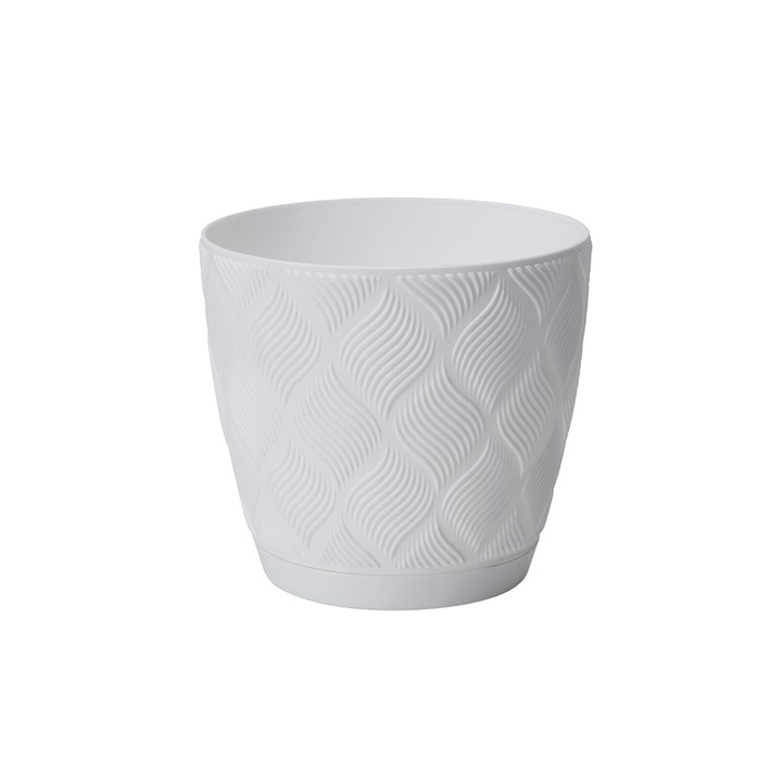 Flow Petit Eco cserép alátéttel, 17 cm, fehér