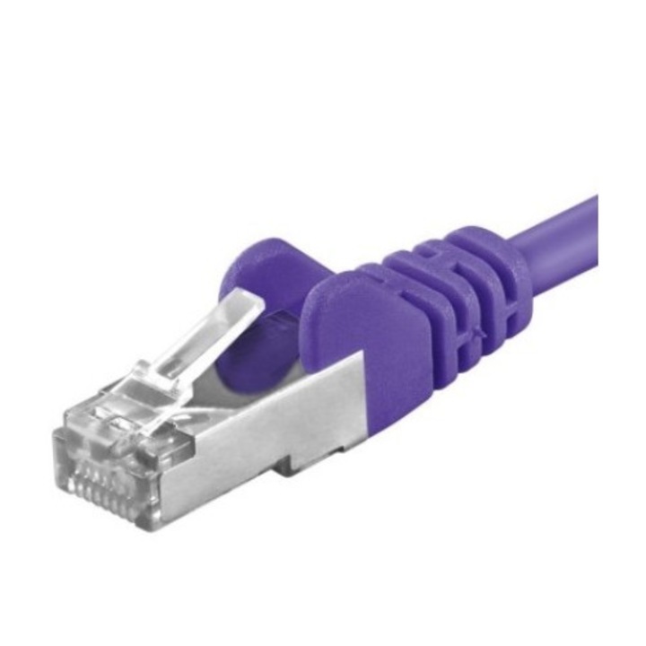 Пачкорд кабел SFTP RJ45-RJ45 Cat.6A, 5m, лилав, изцяло меден, 26AWG