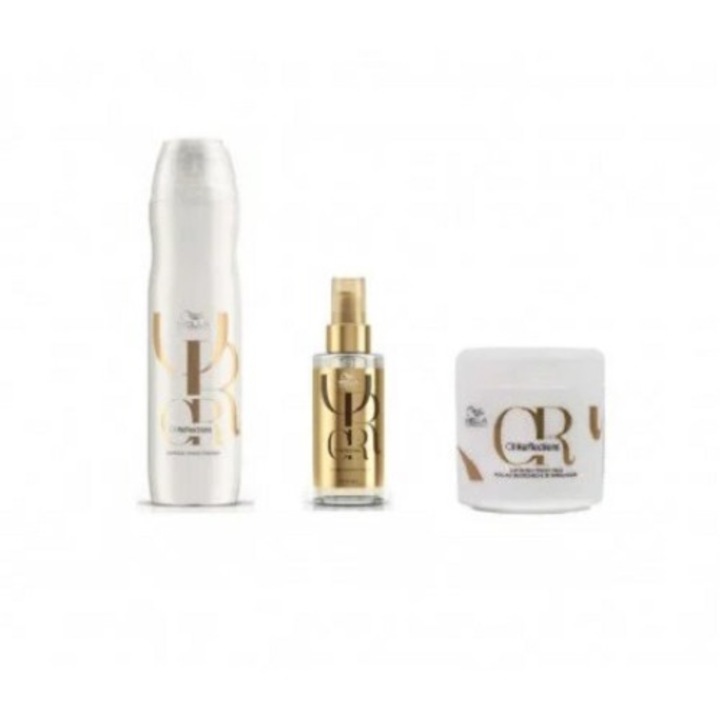 Pachet Oil Reflections sampon pentru luminozitate 250 ml si Oil Reflections masca pentru luminozitate 150 ml si Oil Reflections Ulei de netezire hidratant 30 ml, Wella Professionals