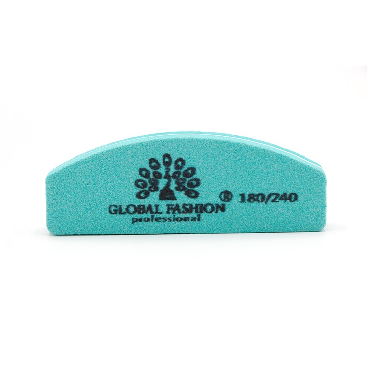 Buffer pentru unghii, Global Fashion, granulatie 180/240, mini, Verde deschis