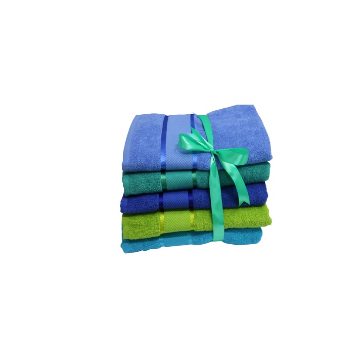 Комплект 5 кърпи за лице, 100% памук, 400g/m², многоцветни, 70x135cm, DAL175114
