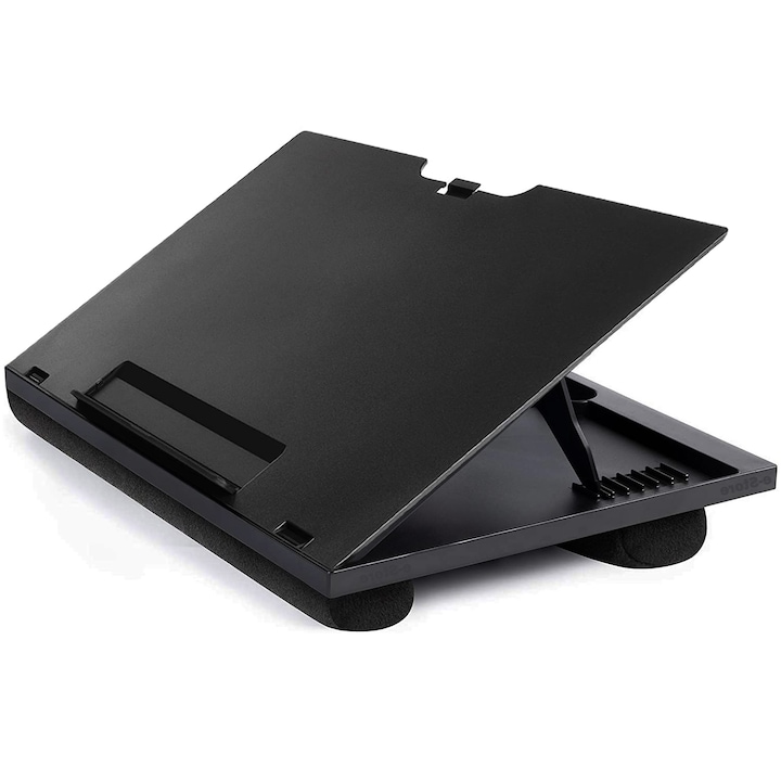 Masa laptop, reglabila, perna dubla, 8 nivele de inclinare, negru, 38x25x6cm, e-Store
