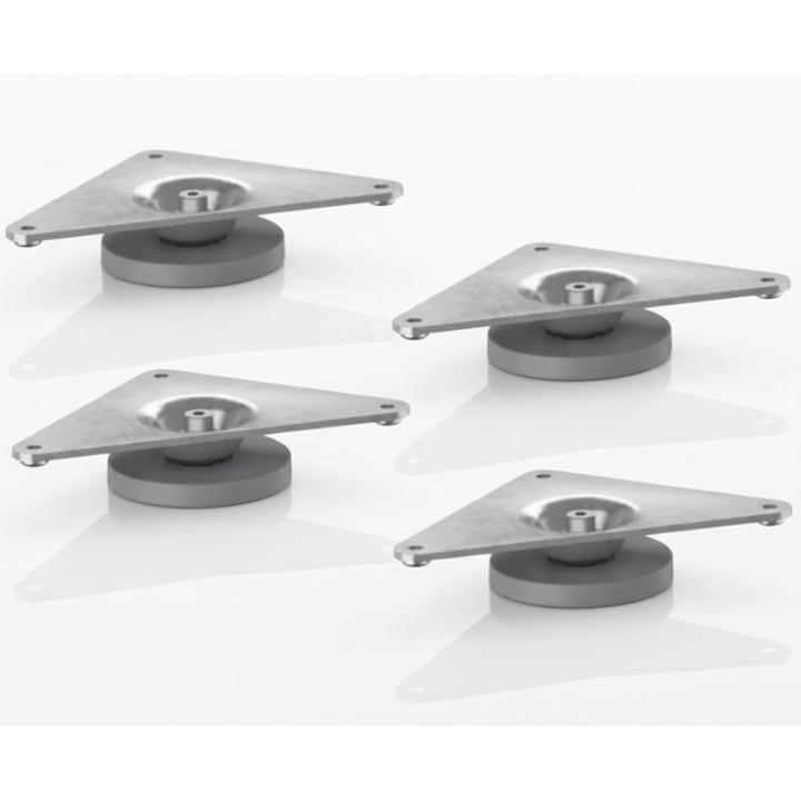 Set 4 picioare reglabile pentru mobila, din otel, 11.5x8x2.5 cm