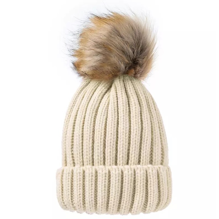 Caciula Kate dama, IZMAEL, Bumbac/Acril, Bej