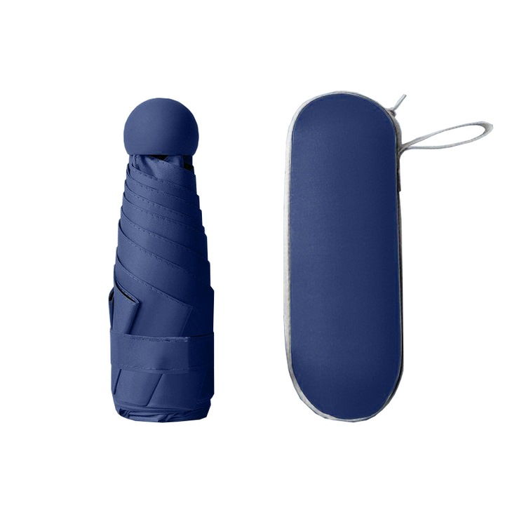 Mini umbrela, protectie solara/ploaie, Albastru marin
