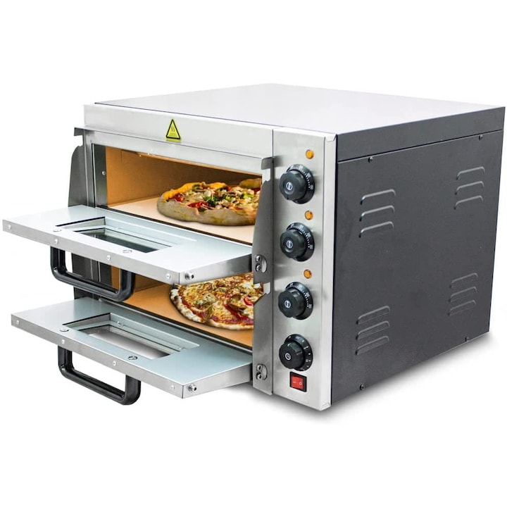 Cuptor electric, Bituxx, Pentru Pizza, 3000 W, 350°, Argintiu