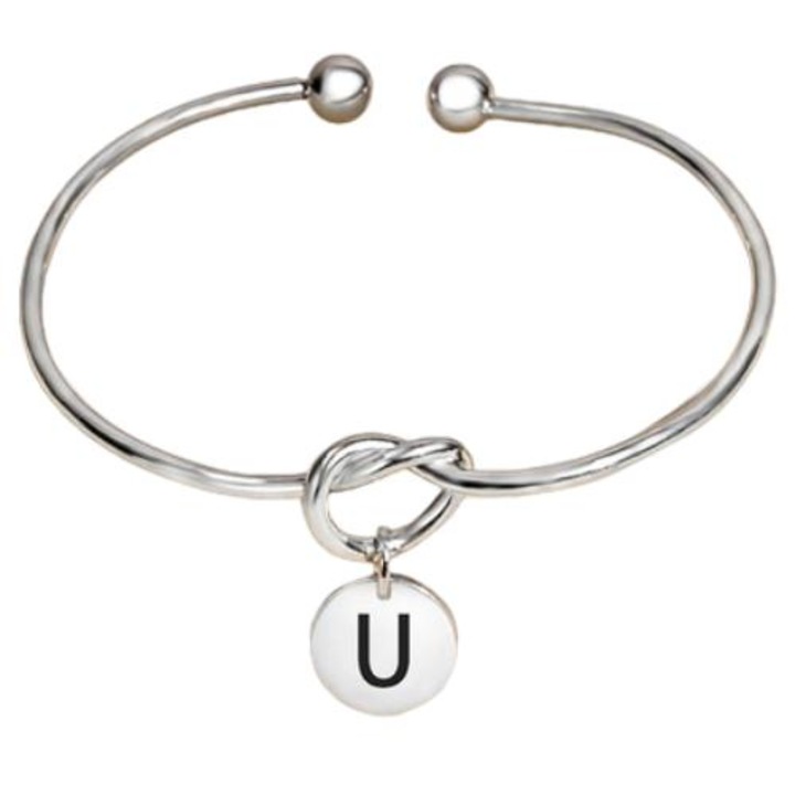 Női karkötő, Izmael, U betű, Rozsdamentes acél, Ezüst