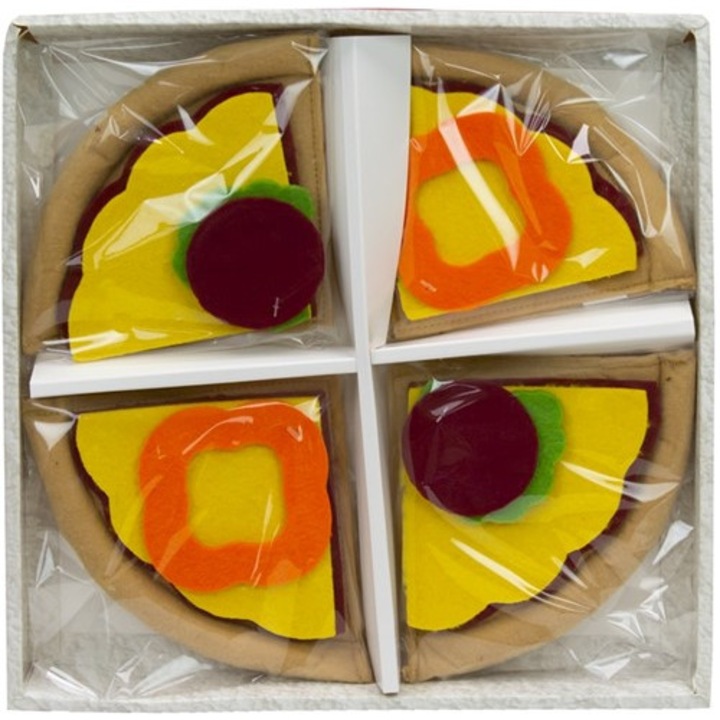 Jucarie de plus Pizza Happy People, Plus, 28cm, Multicolor