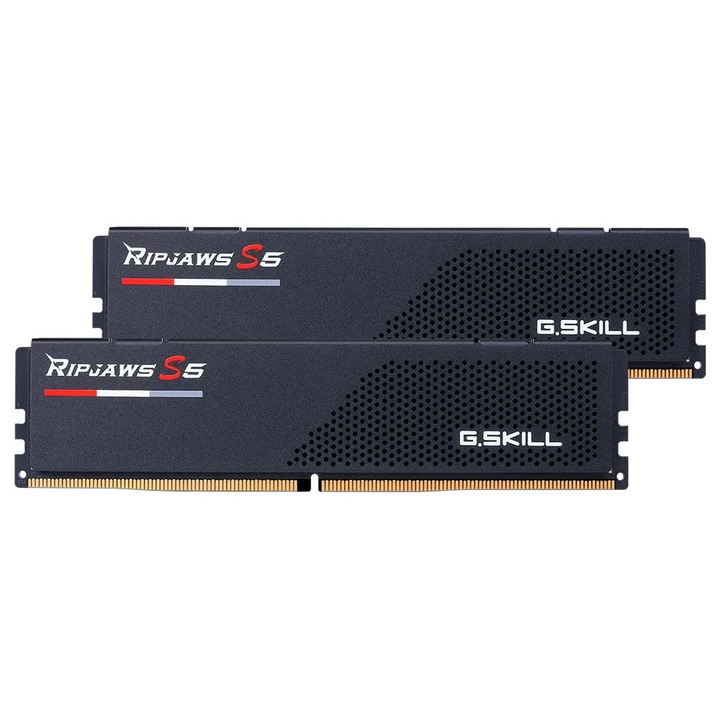 Memorie G.SKILL Ripjaws S5 Black 64GB(2x32GB) DDR5 6000MHz CL30 F5-6000J3040G32GX2-RS5K, Intel XMP