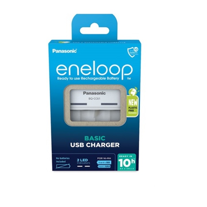 Eneloop BQ-CC61USB AA/AAA akkumulátorok töltésére, USB csatlakozás