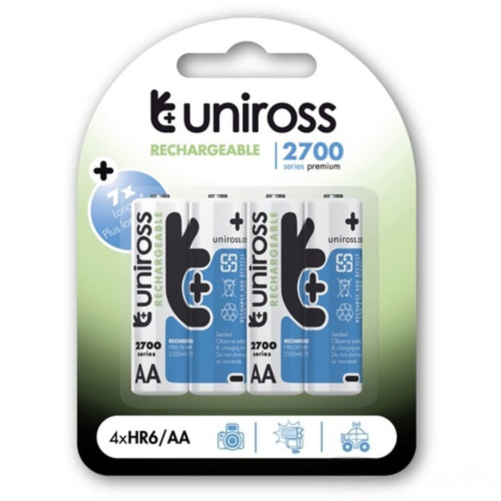 Uniross AA/ceruza 1,2V 2700mAh Ni-MH akkumulátor, 4 db/bliszter
